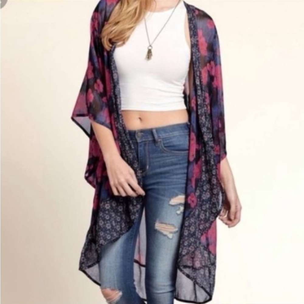 Dark Floral Sheer Kimono